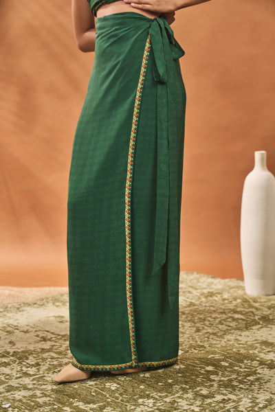 Masaba Green Clover Checks Fusion Set indian designer wear online shopping melange singapore