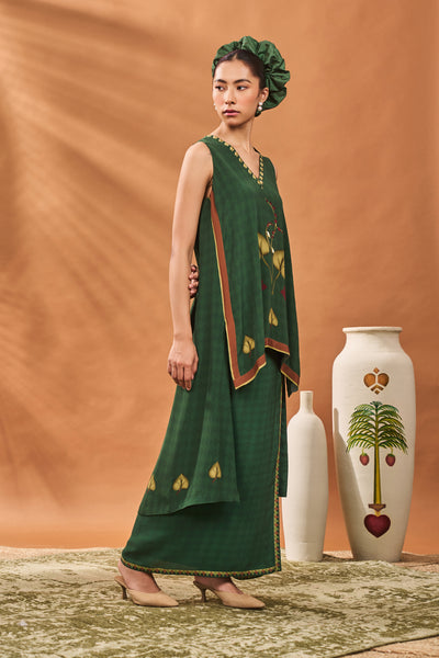 Masaba Green Clover Checks Fusion Set indian designer wear online shopping melange singapore