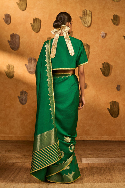 Masaba Green Coco Groove Saree indian designer wear online shopping melange singapore 
