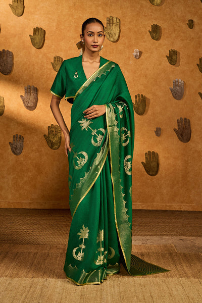 Masaba Green Coco Groove Saree indian designer wear online shopping melange singapore 
