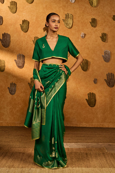 Masaba Green Coco Groove Saree indian designer wear online shopping melange singapore 
