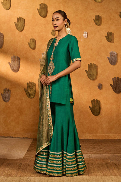 Masaba Green Gilded Sharara Set indian designer wear online shopping melange singapore 
