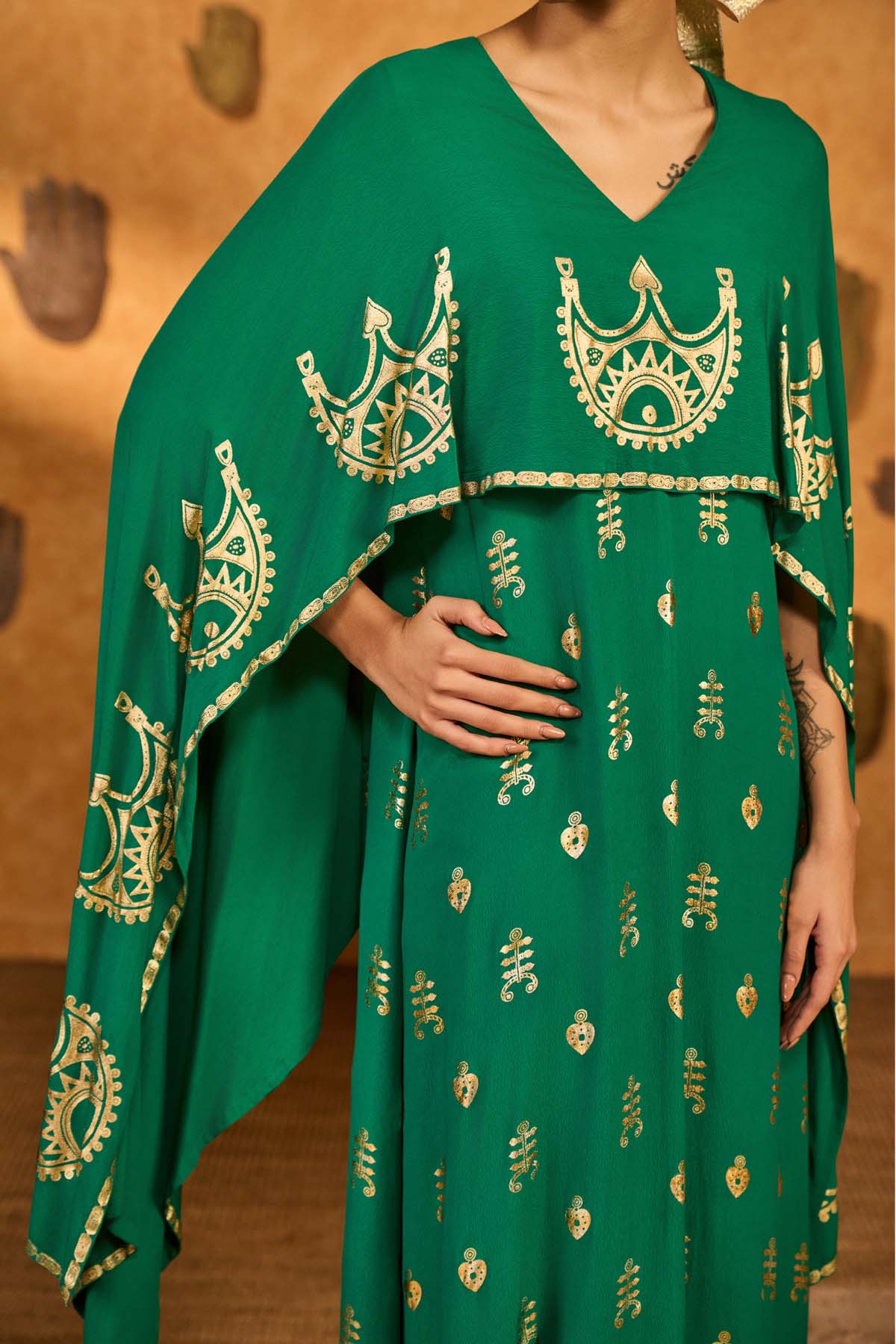 Masaba Green Lunar Crown Kaftan indian designer wear online shopping melange singapore 

