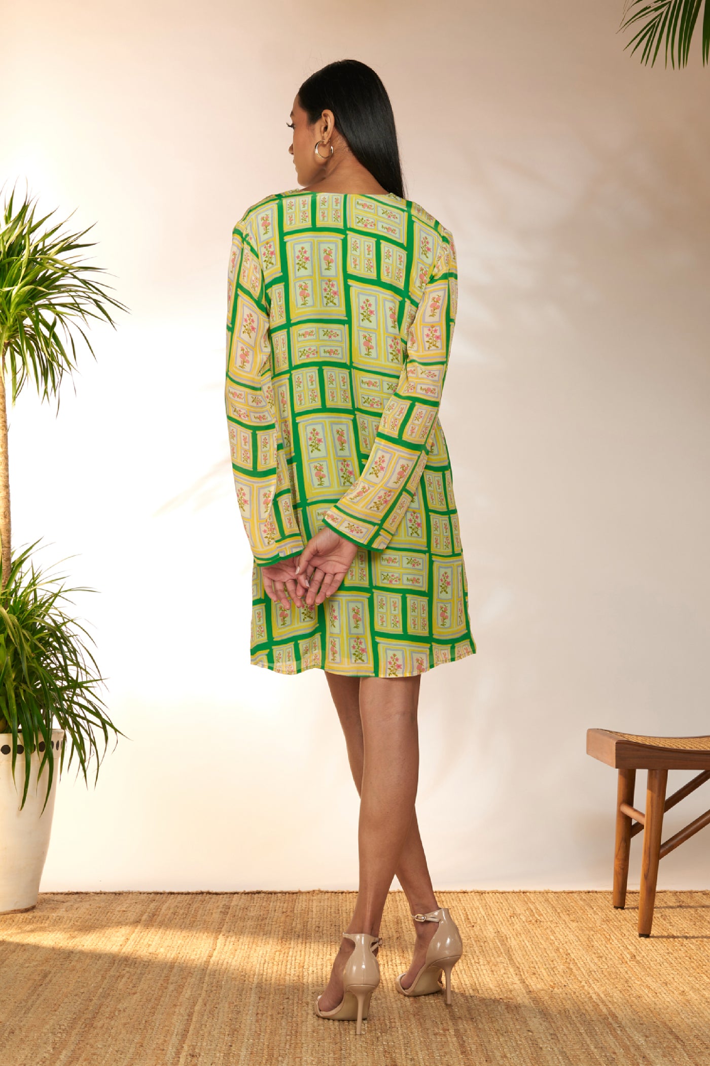 Masaba Green Open Doors Mini Dress indian designer wear online shopping melange singapore