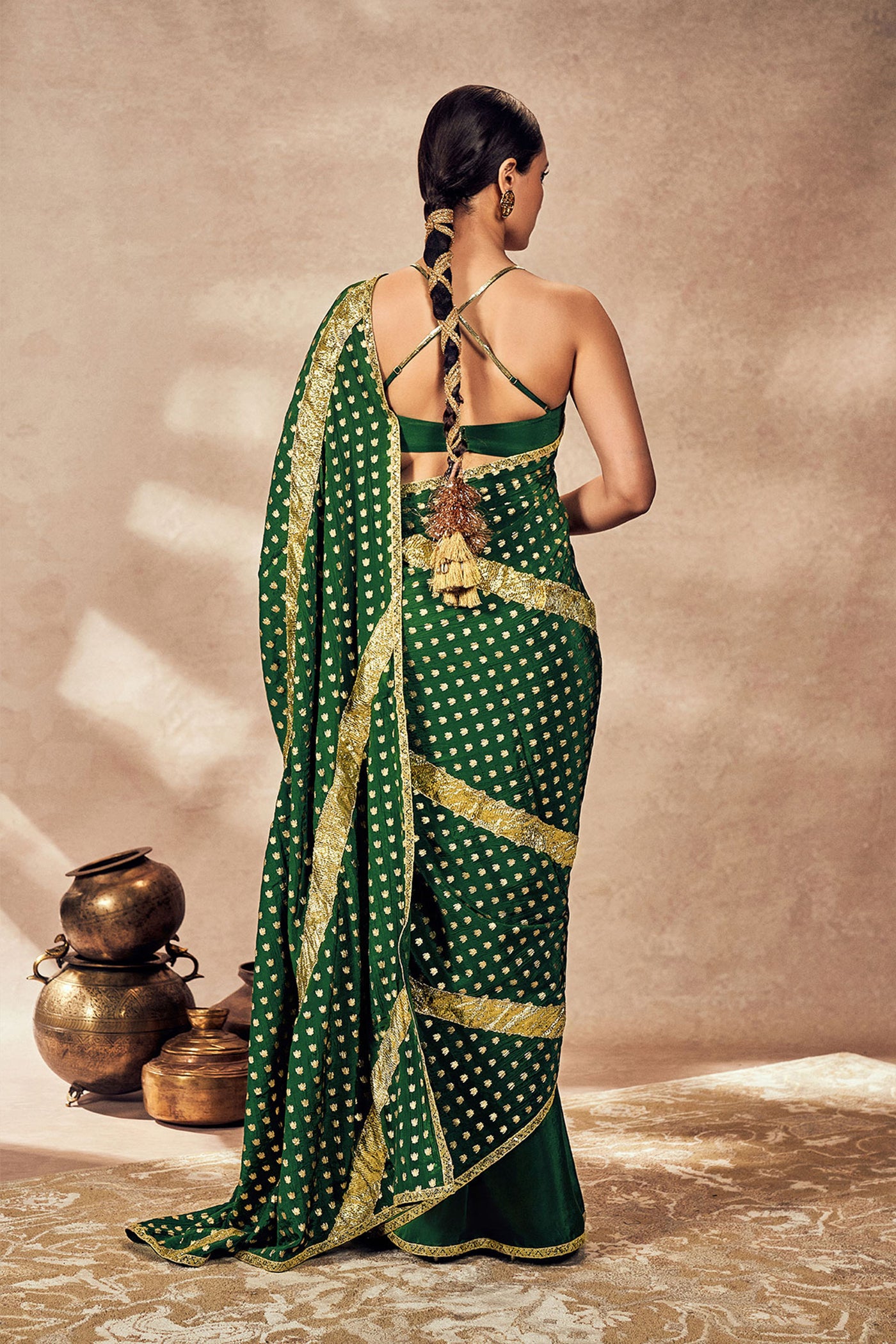 Masaba Green Palmscape Gota Saree indian designer wear online shopping melange singapore