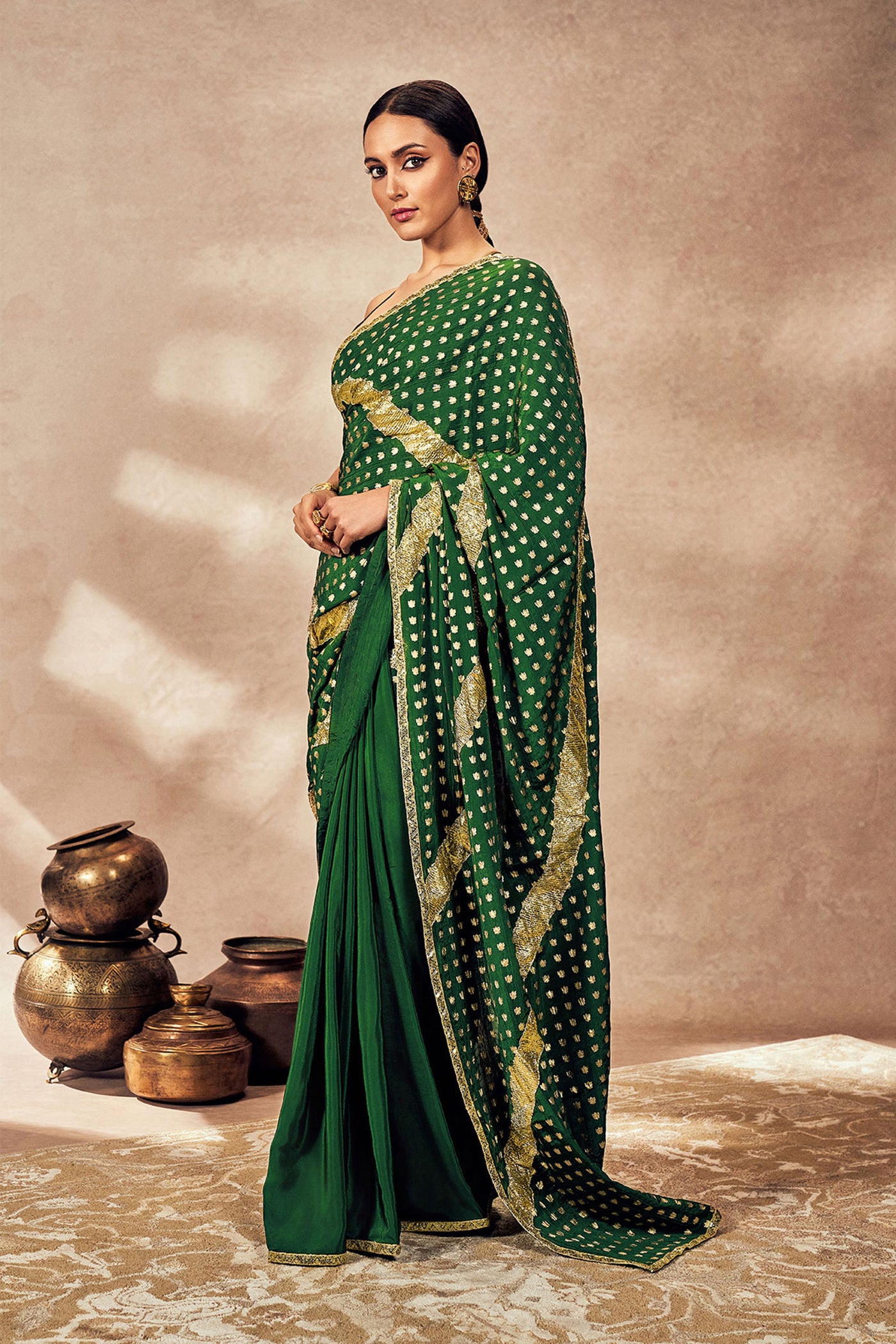 Masaba Green Palmscape Gota Saree indian designer wear online shopping melange singapore