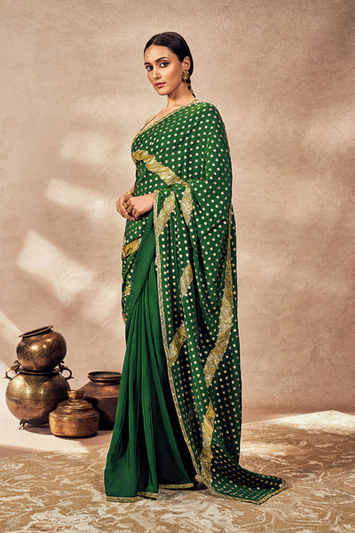 Masaba Green Palmscape Gota Saree indian designer wear online shopping melange singapore