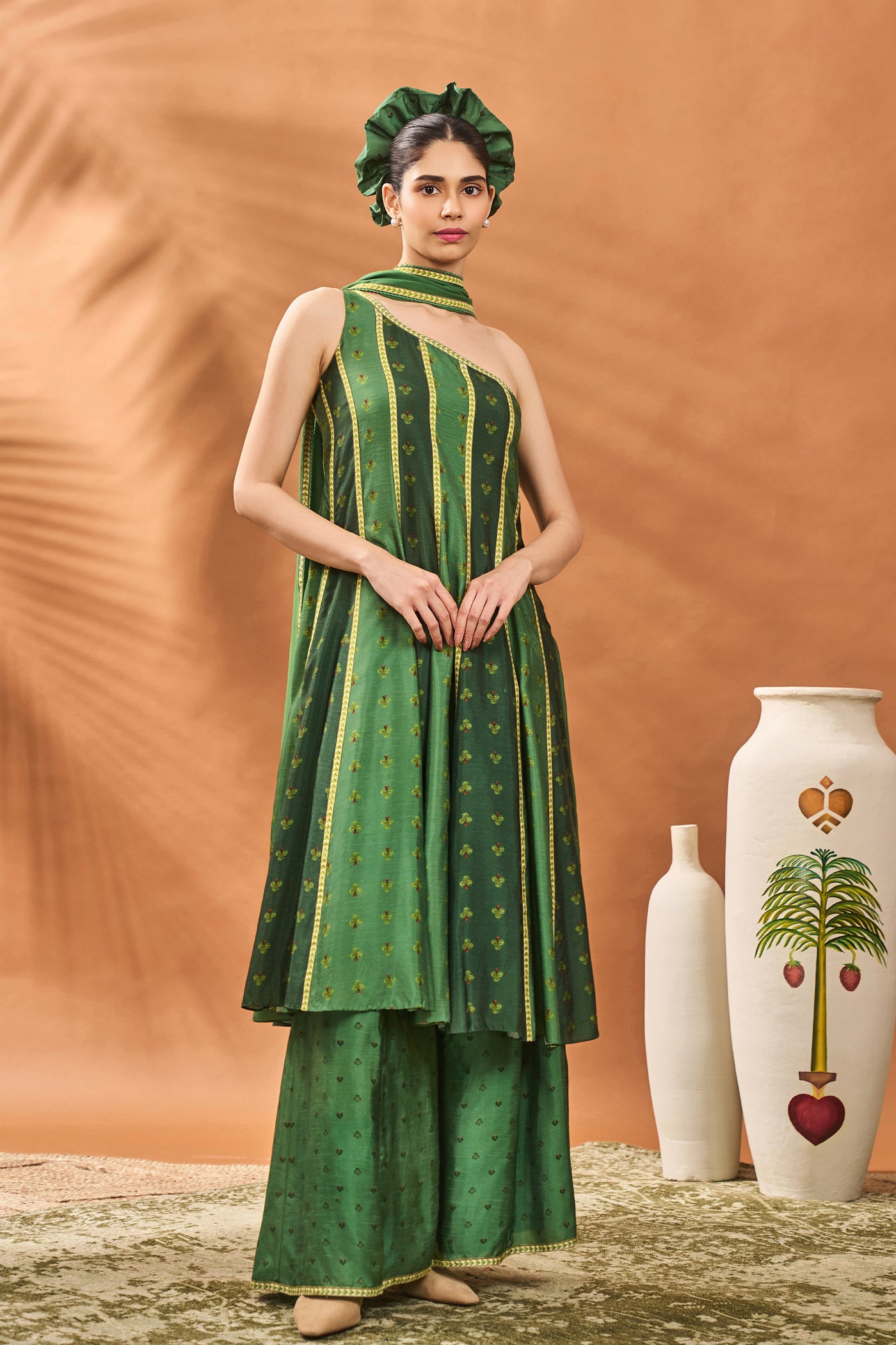 Masaba Green Petal Play Anarkali Set indian designer wear online shopping melange singapore