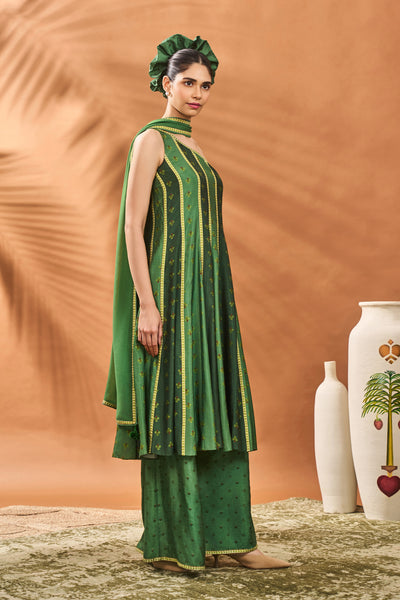 Masaba Green Petal Play Anarkali Set indian designer wear online shopping melange singapore