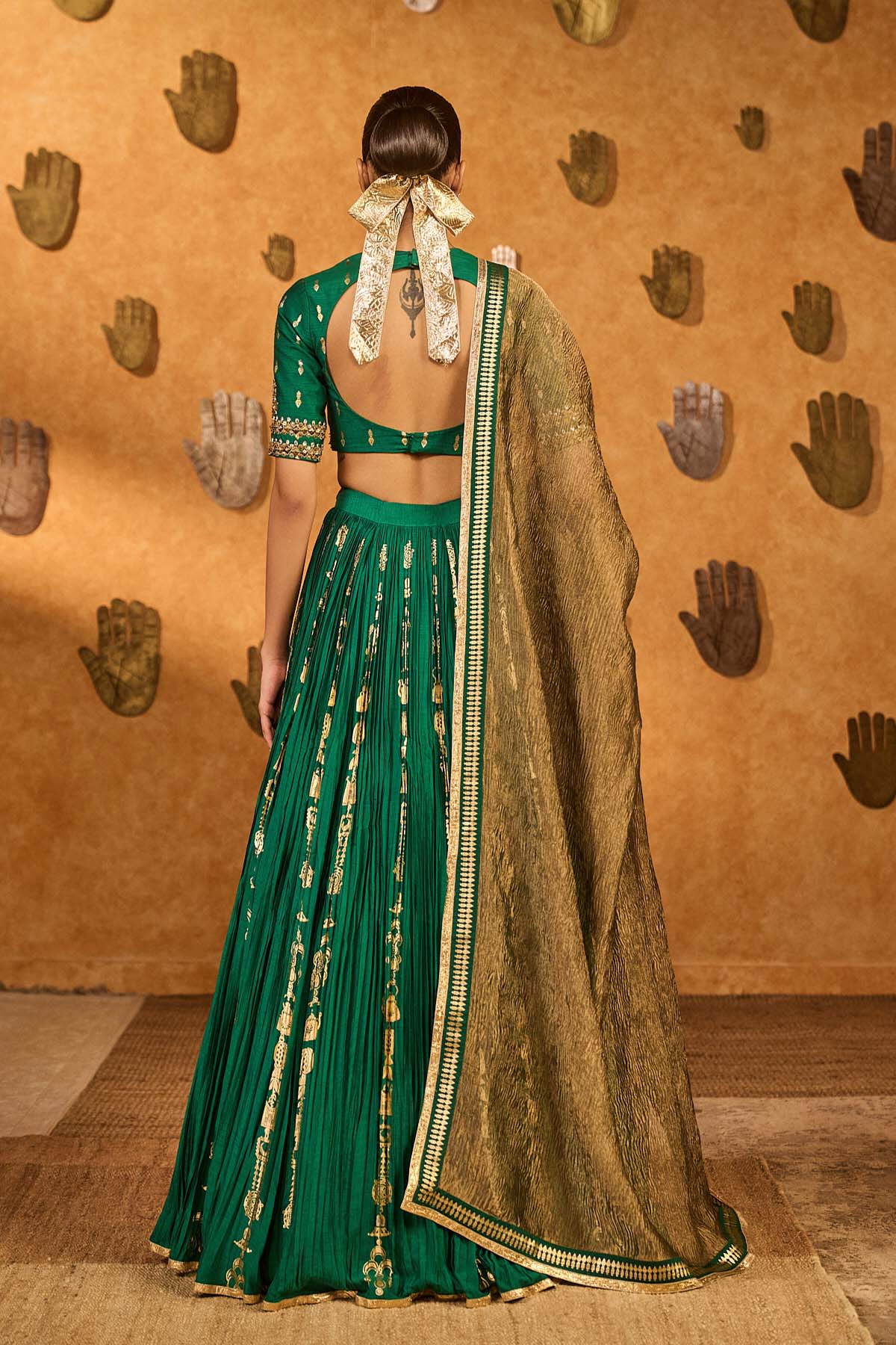 Masaba Green Totem Line Lehenga  Set indian designer wear online shopping melange singapore 