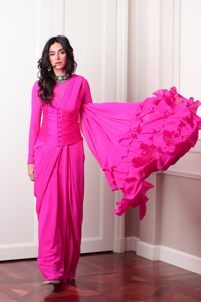 Masaba Gulal Corset Saree With Textured Palla indian designer wear online shopping melange singapore