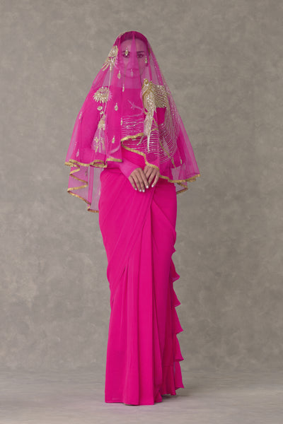 Masaba Gulal Corset Saree With Veil indian designer wear online shopping melange singapore