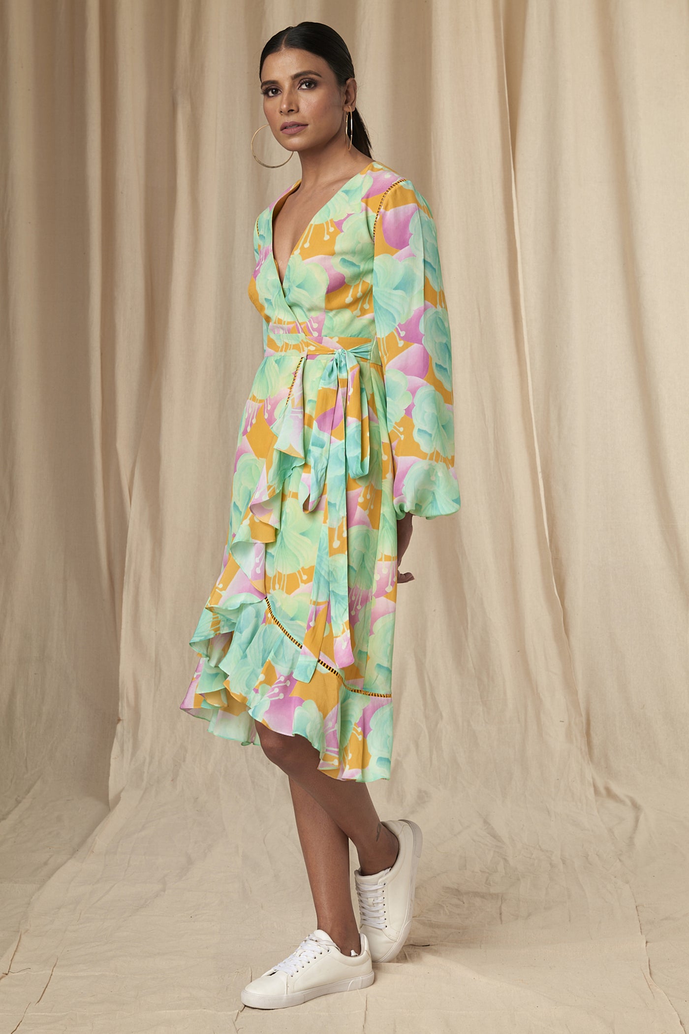 Masaba Haley Aquamarine Bloomerang Wrap Dress indian designer wear online shopping melange singapore
