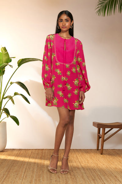 Masaba Hot Pink Lemon Frenzy Mini Dress indian designer wear online shopping melange singapore