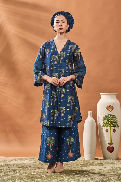 Masaba Indigo Wildscape Tunic Set indian designer wear online shopping melange singapore
