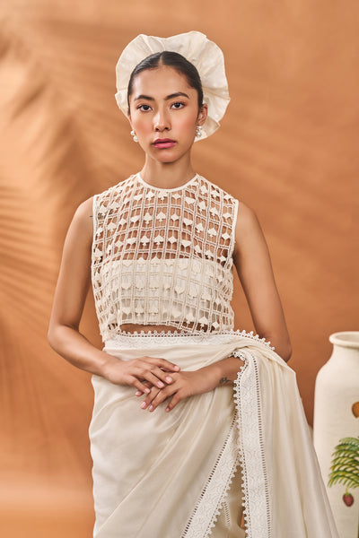 Masaba Ivory All Fours Saree indian designer wear online shopping melange singapore