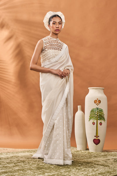 Masaba Ivory All Fours Saree indian designer wear online shopping melange singapore