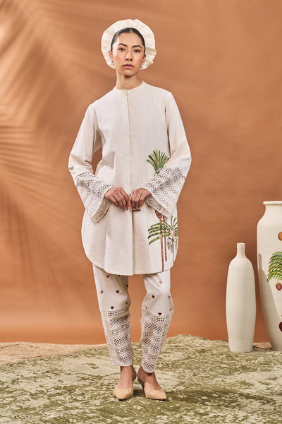 Masaba Ivory Blooming Board Tunic Set indian designer wear online shopping melange singapore
