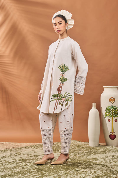 Masaba Ivory Blooming Board Tunic Set indian designer wear online shopping melange singapore