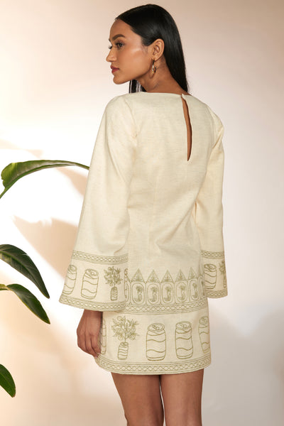 Masaba Ivory Cans Embroidery Mini Dress indian designer wear online shopping melange singapore