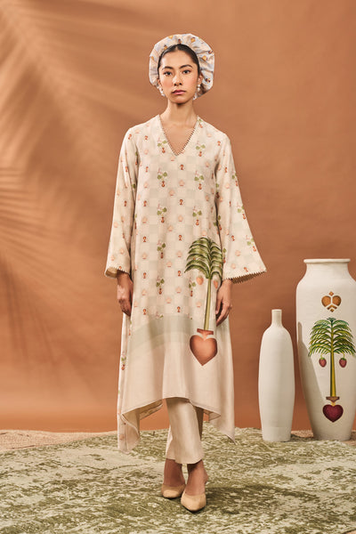 Masaba Ivory Checkers Bloom Kurta Set indian designer wear online shopping melange singapore