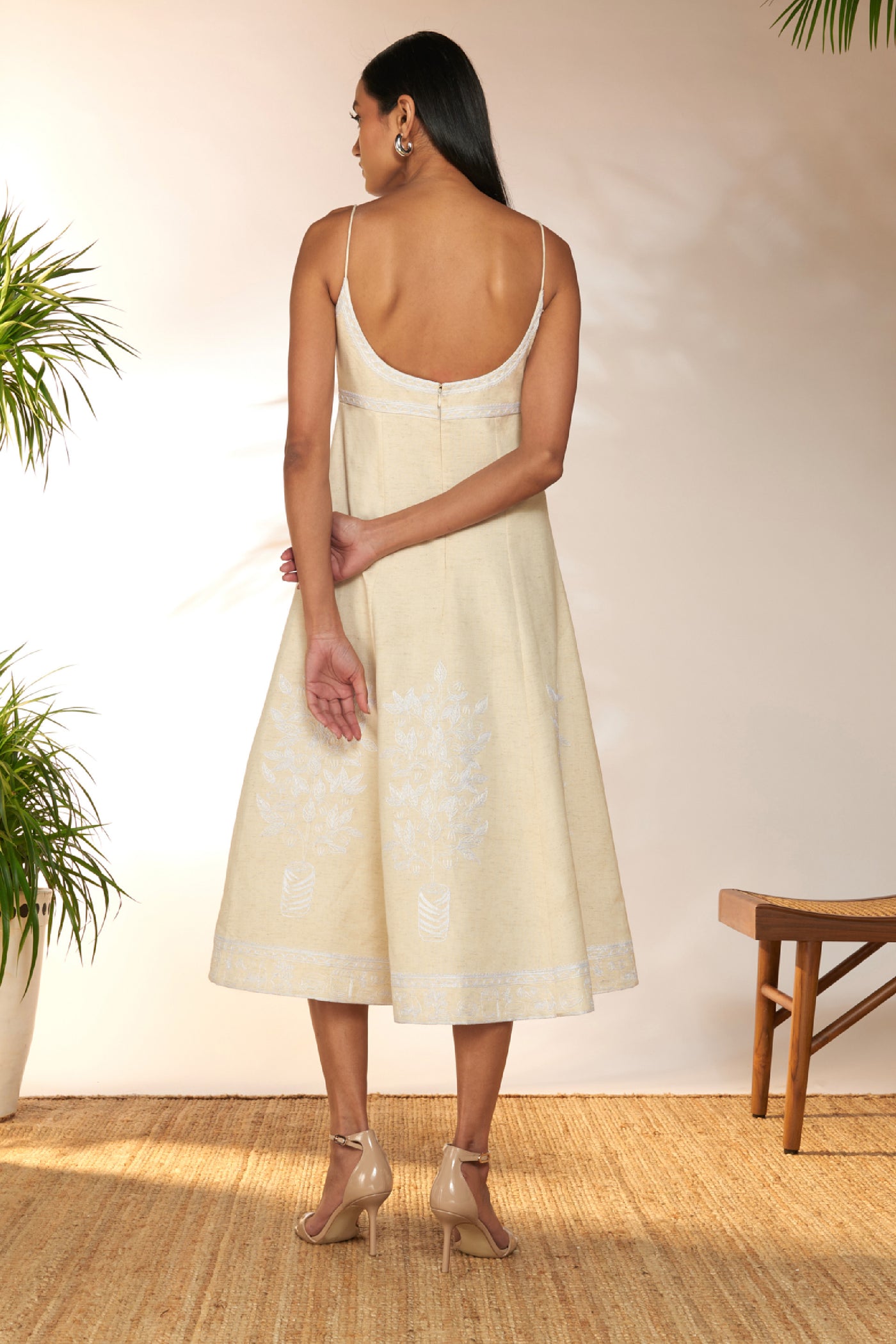 Masaba Ivory Embroidered Backless Dress indian designer wear online shopping melange singapore