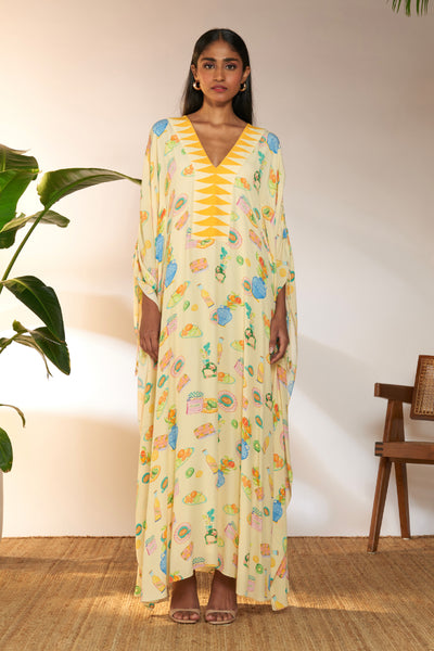 Masaba Ivory Everyday Things Ruched Kaftan indian designer wear online shopping melange singapore