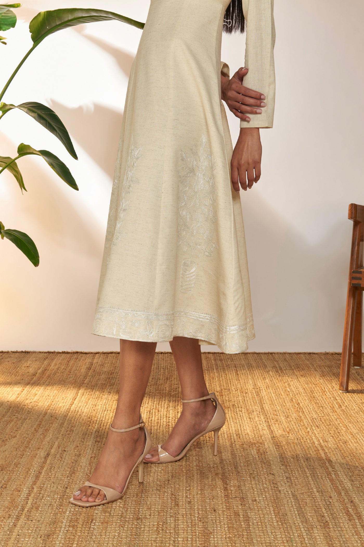 Masaba Ivory Full Sleeve Embroidered Dress indian designer wear online shopping melange singapore