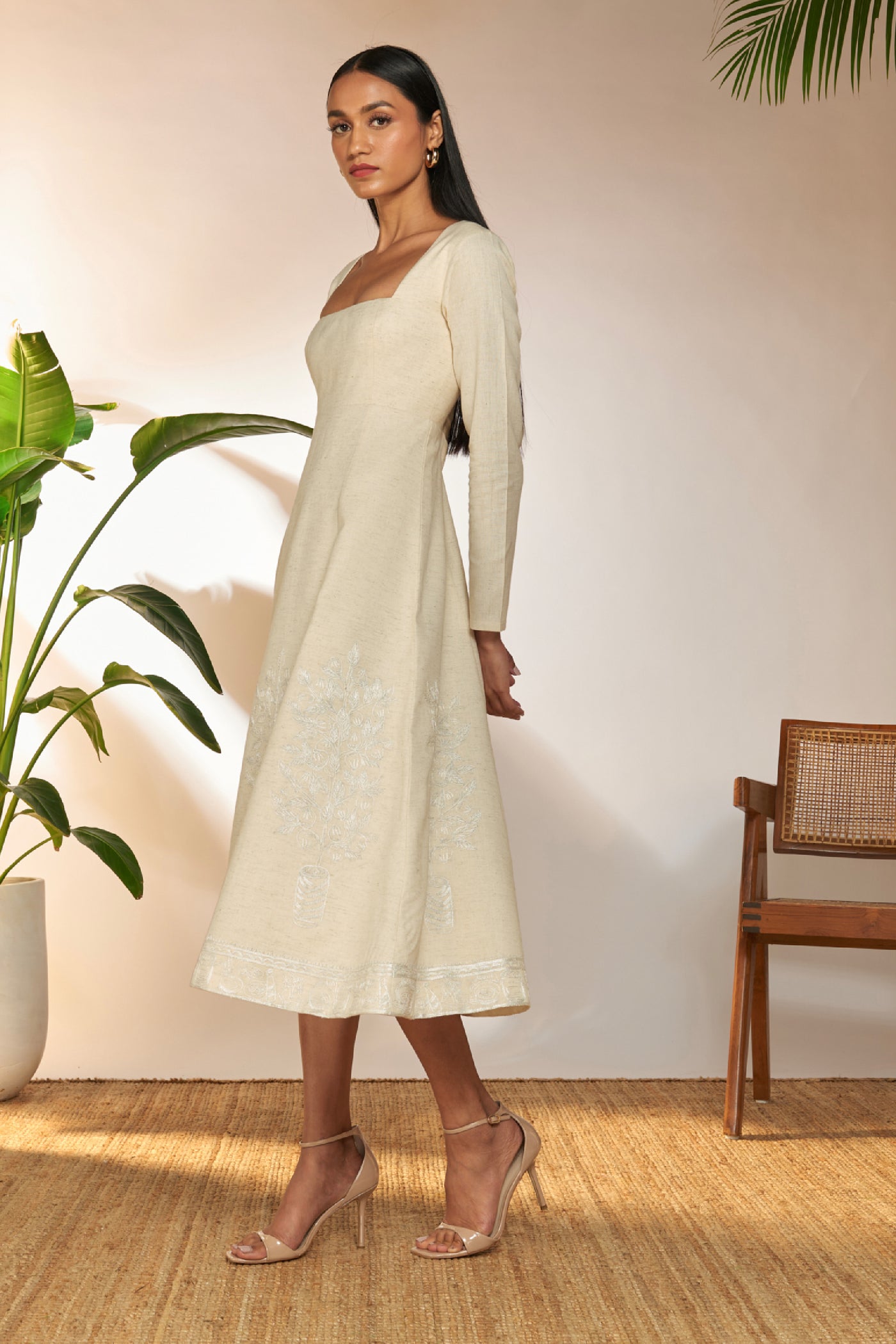 Masaba Ivory Full Sleeve Embroidered Dress indian designer wear online shopping melange singapore