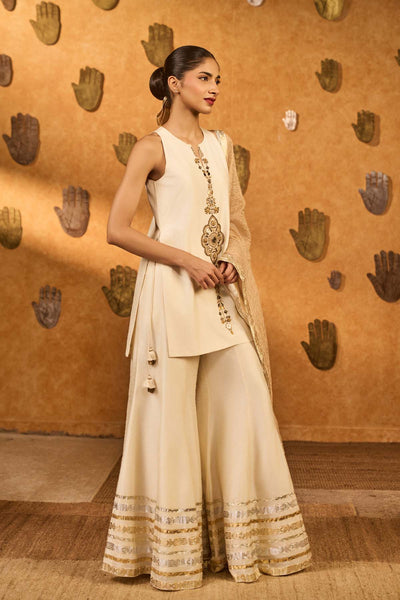 Masaba Ivory Gilded Sharara Set indian designer wear online shopping melange singapore 