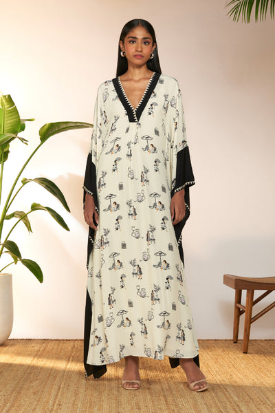 Masaba Ivory Jam And Toast Contrast Kaftan indian designer wear online shopping melange singapore