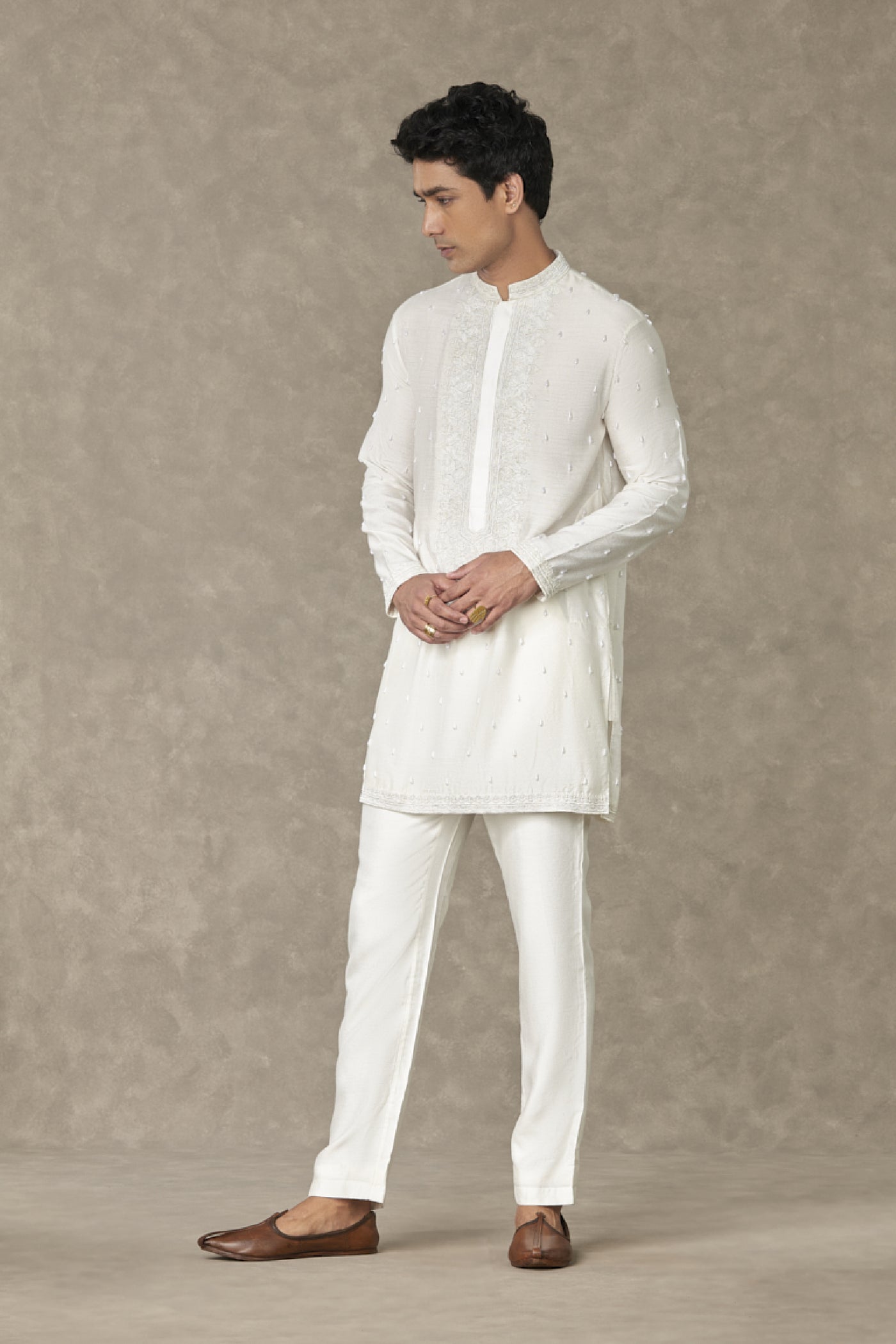 Masaba Menswear Ivory Pearl Kurta Indian designer wear online shopping melange singapore