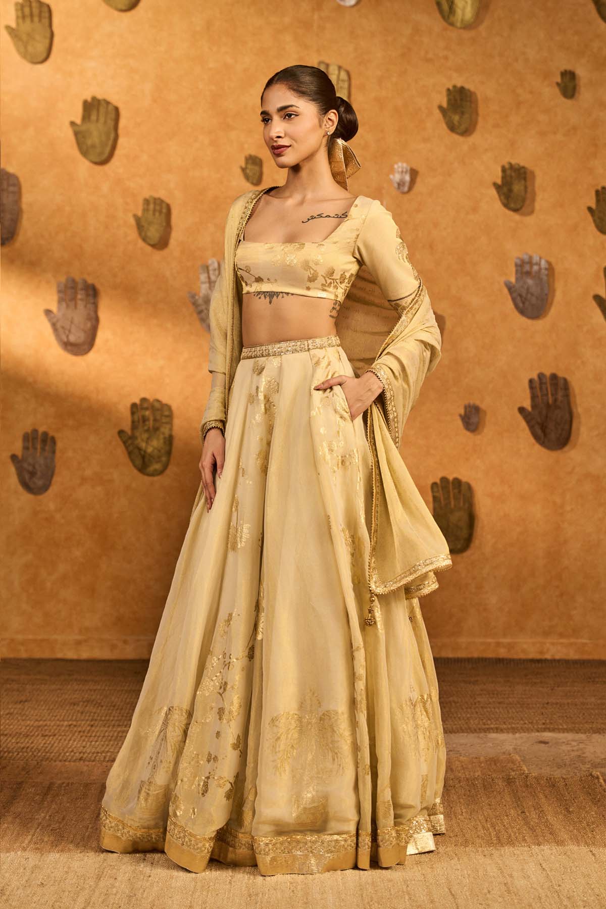 Masaba Ivory Sakura Tissue Lehenga Set indian designer wear online shopping melange singapore 