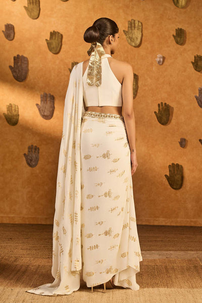 Masaba Ivory Soft Lantern Sticthed Saree indian designer wear online shopping melange singapore 