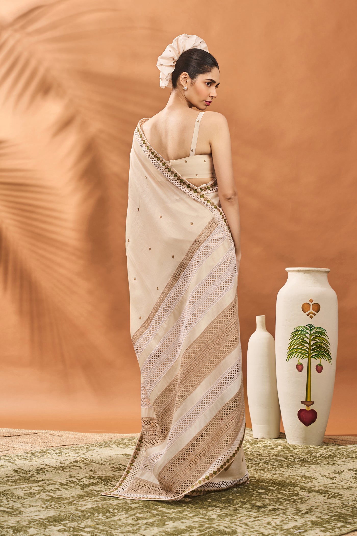 Masaba Ivory Tree Of Hearts Saree indian designer wear online shopping melange singapore
