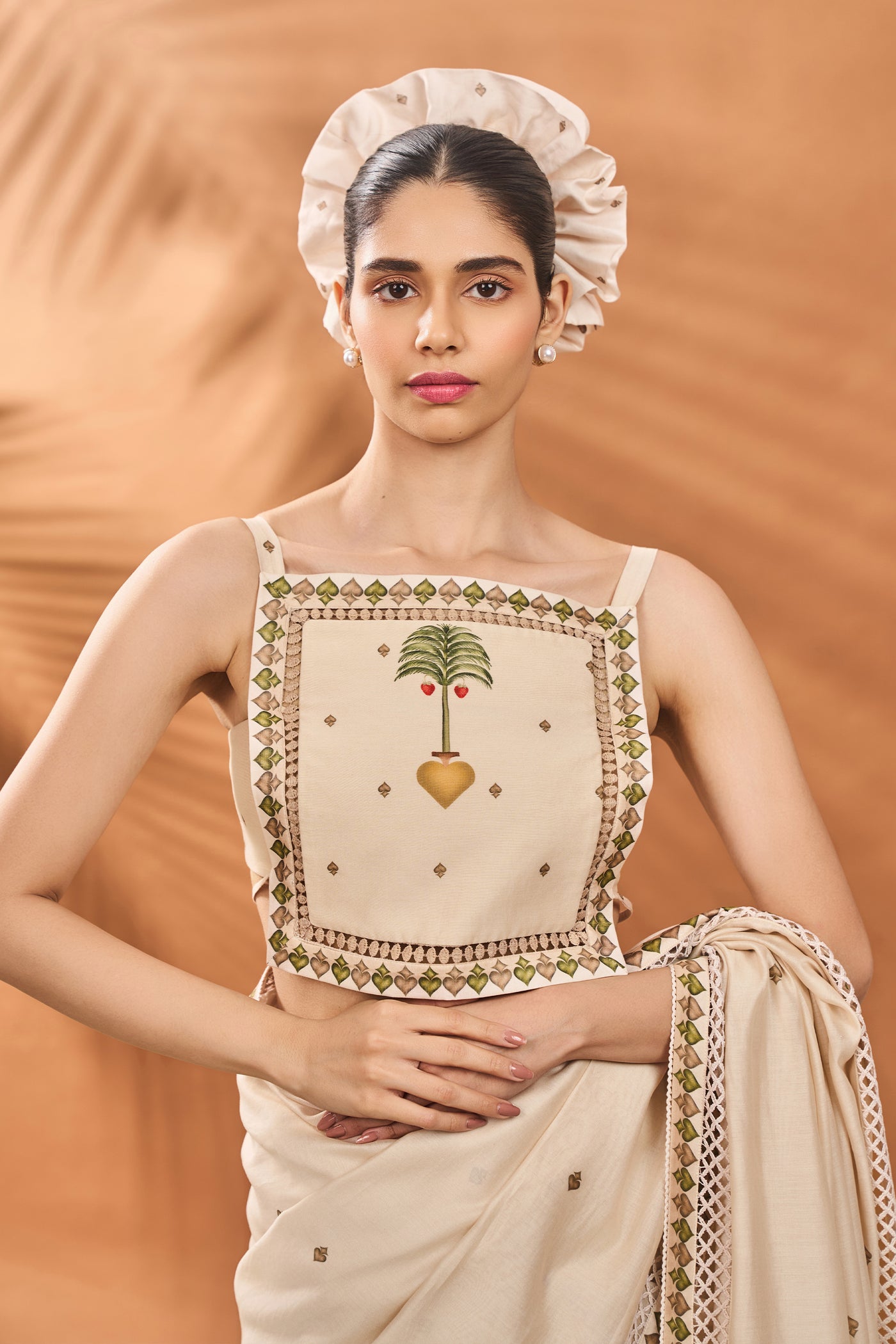 Masaba Ivory Tree Of Hearts Saree indian designer wear online shopping melange singapore
