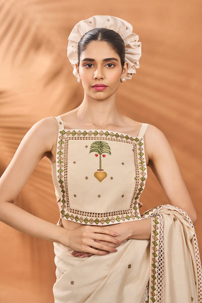 Masaba Ivory Tree Of Hearts Saree indian designer wear online shopping melange singapore

