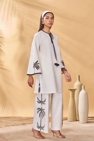 Masaba Ivory Trellis Palm Trouser Set indian designer wear online shopping melange singapore