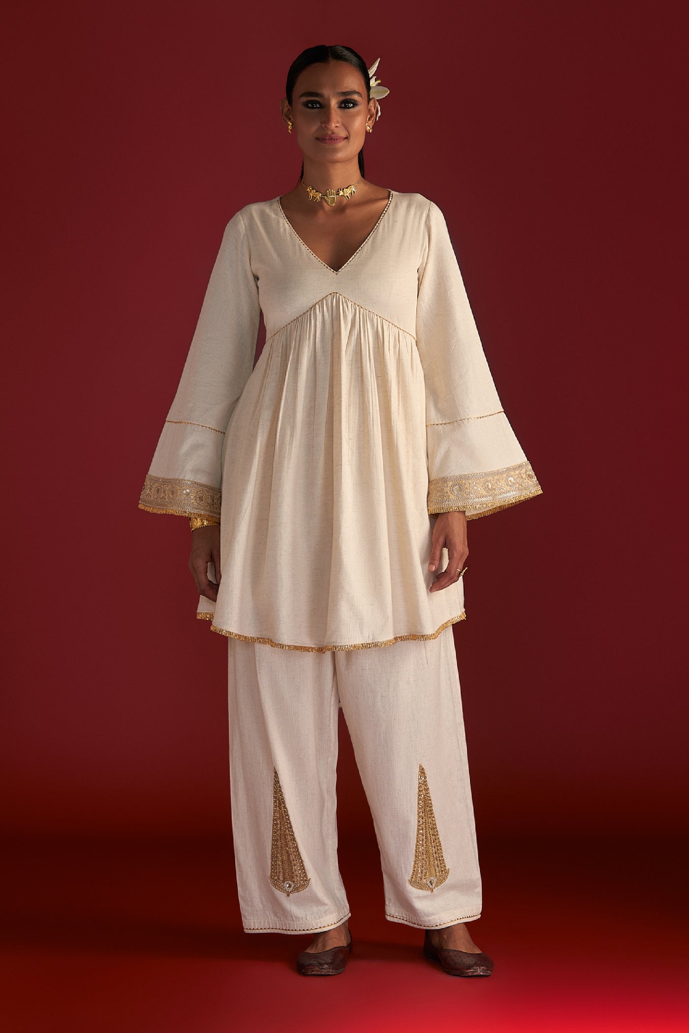 Ivory 'paan-patti' Salwar Set – Melange Singapore