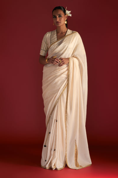 Masaba Ivory 'paan-patti' Saree Indian designer wear online shopping melange singapore