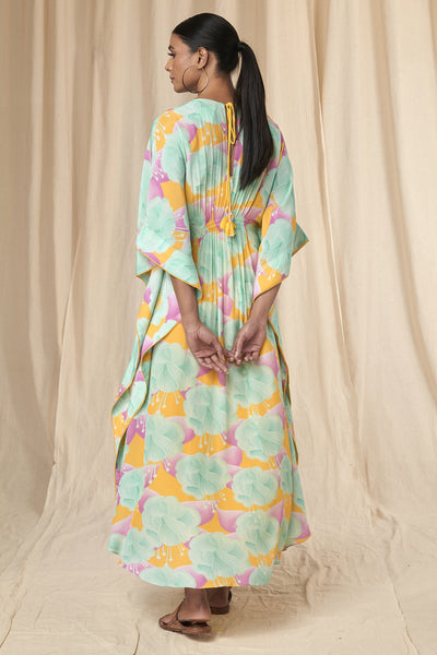 Masaba Jane Aquamarine Bloomerang Circular Kaftan indian designer wear online shopping melange singapore
