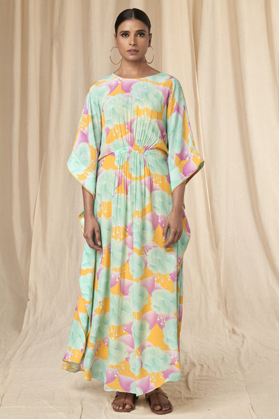 Masaba Jane Aquamarine Bloomerang Circular Kaftan indian designer wear online shopping melange singapore