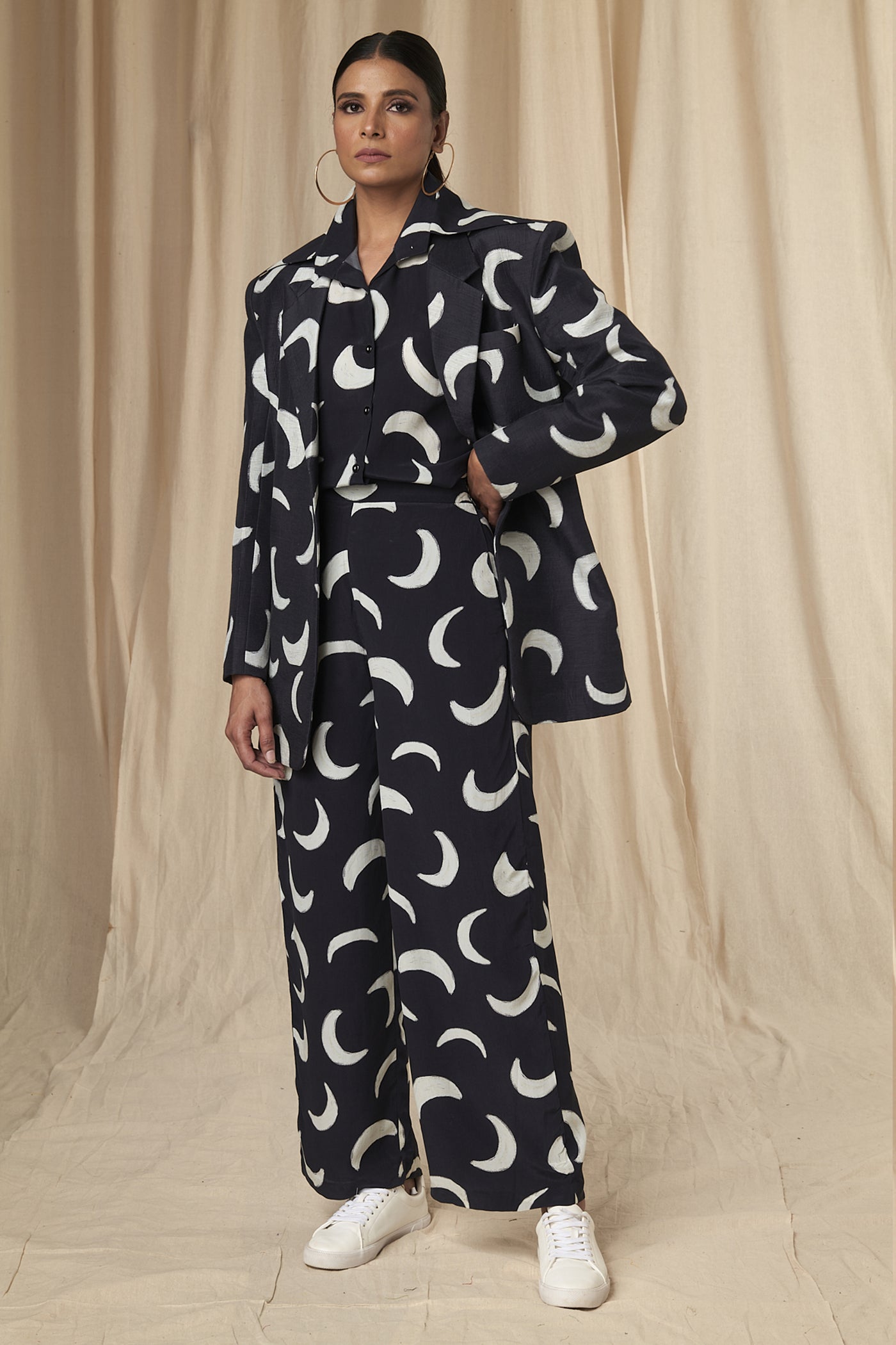Masaba Jessica Black Mooncrest Blazer Set indian designer wear online shopping melange singapore