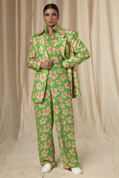 Masaba Jessica Parrot Green Flower Passion Blazer indian designer wear online shopping melange singapore