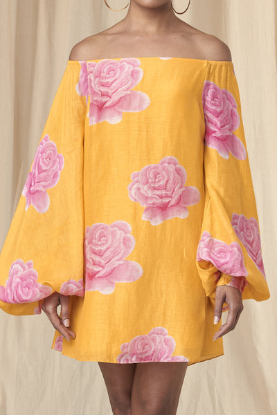Masaba Kat Pollen Rosy Off Shoulder Short Dress indian designer wear online shopping melange singapore