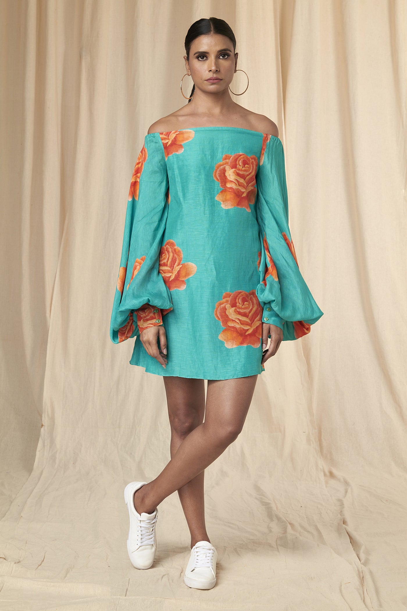 Masaba Kat Rosy Off Shoulder Short Dress indian designer wear online shopping melange singapore