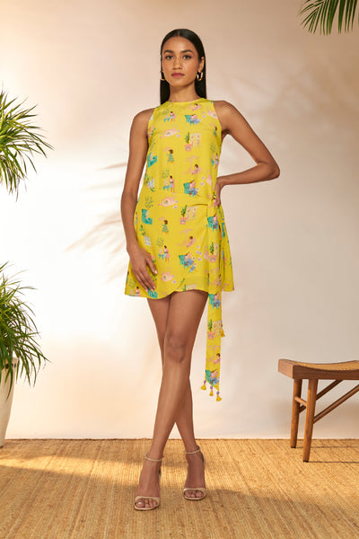 Masaba Lemon Jam And Toast Mini Wrap Dress indian designer wear online shopping melange singapore