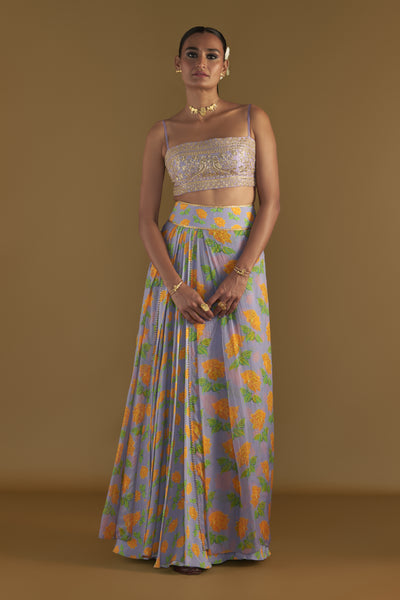 Masaba Lilac Grace Layered Skirt Set Indian designer wear online shopping melange singapore