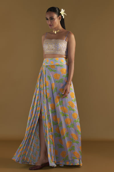 Masaba Lilac Grace Layered Skirt Set Indian designer wear online shopping melange singapore