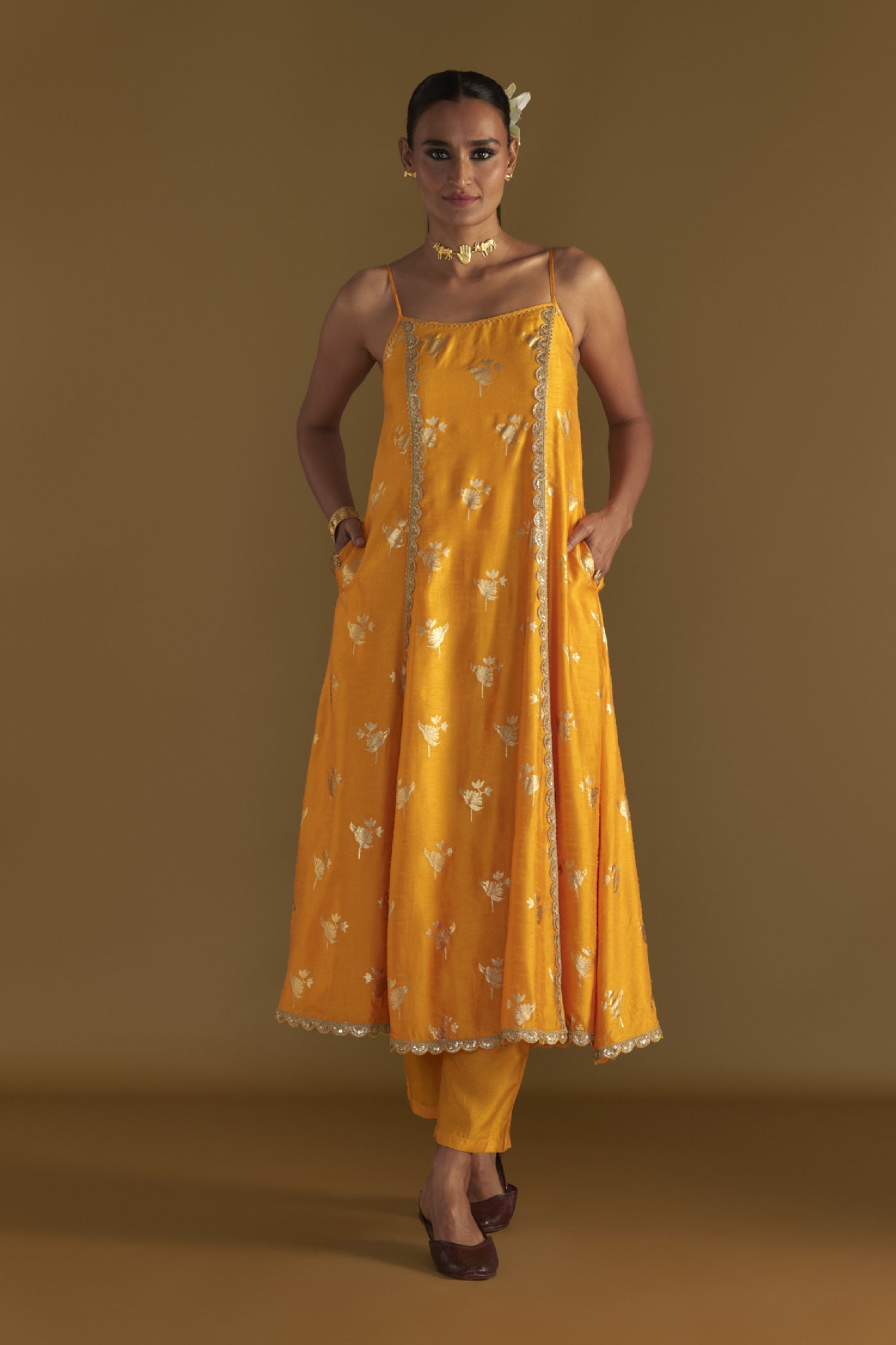 Masaba Mango Yellow Irisbud  Anarkali Set Indian designer wear online shopping melange singapore